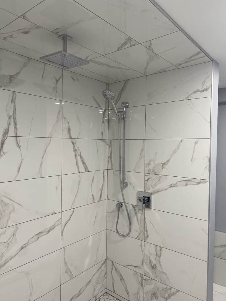A new shower with clean tiles